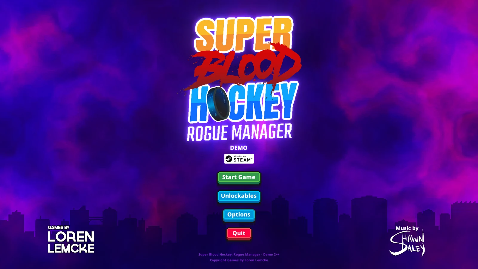 Super Blood Hockey Rogue Manager Demoのタイトル画面