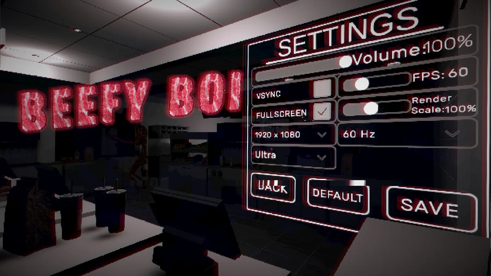 Beefy Boi DemoのSettings画面