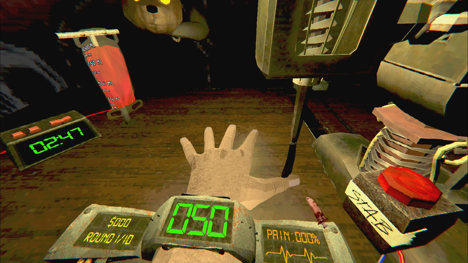 500 FINGER FILLET Demoのプレイ画面とSTAB残り回数