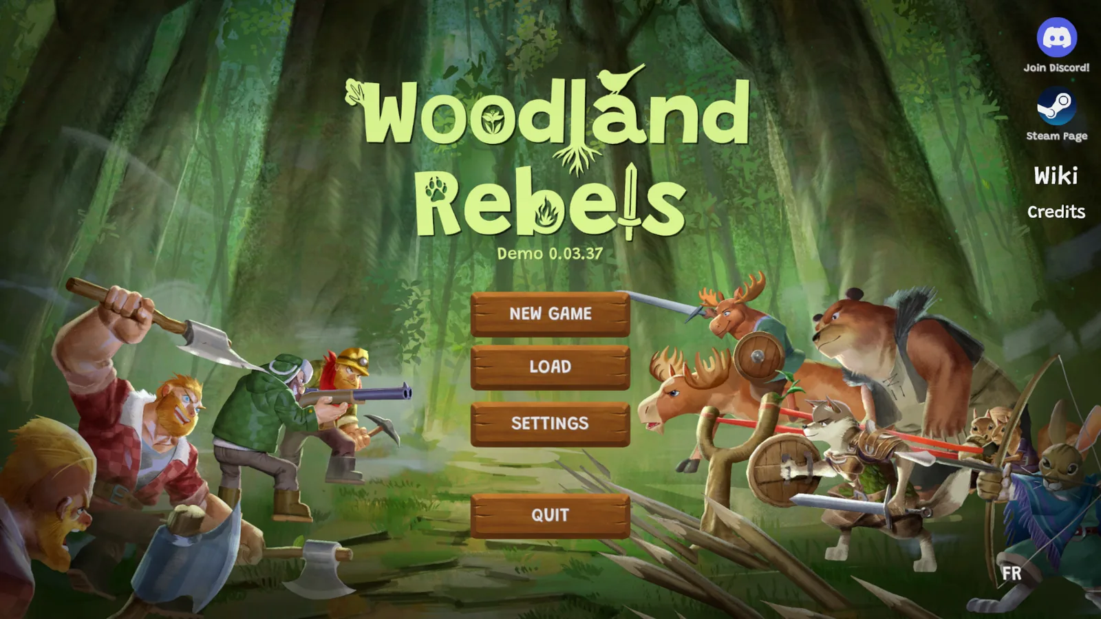 Woodland Rebels Demo 0.03.37のタイトル画面