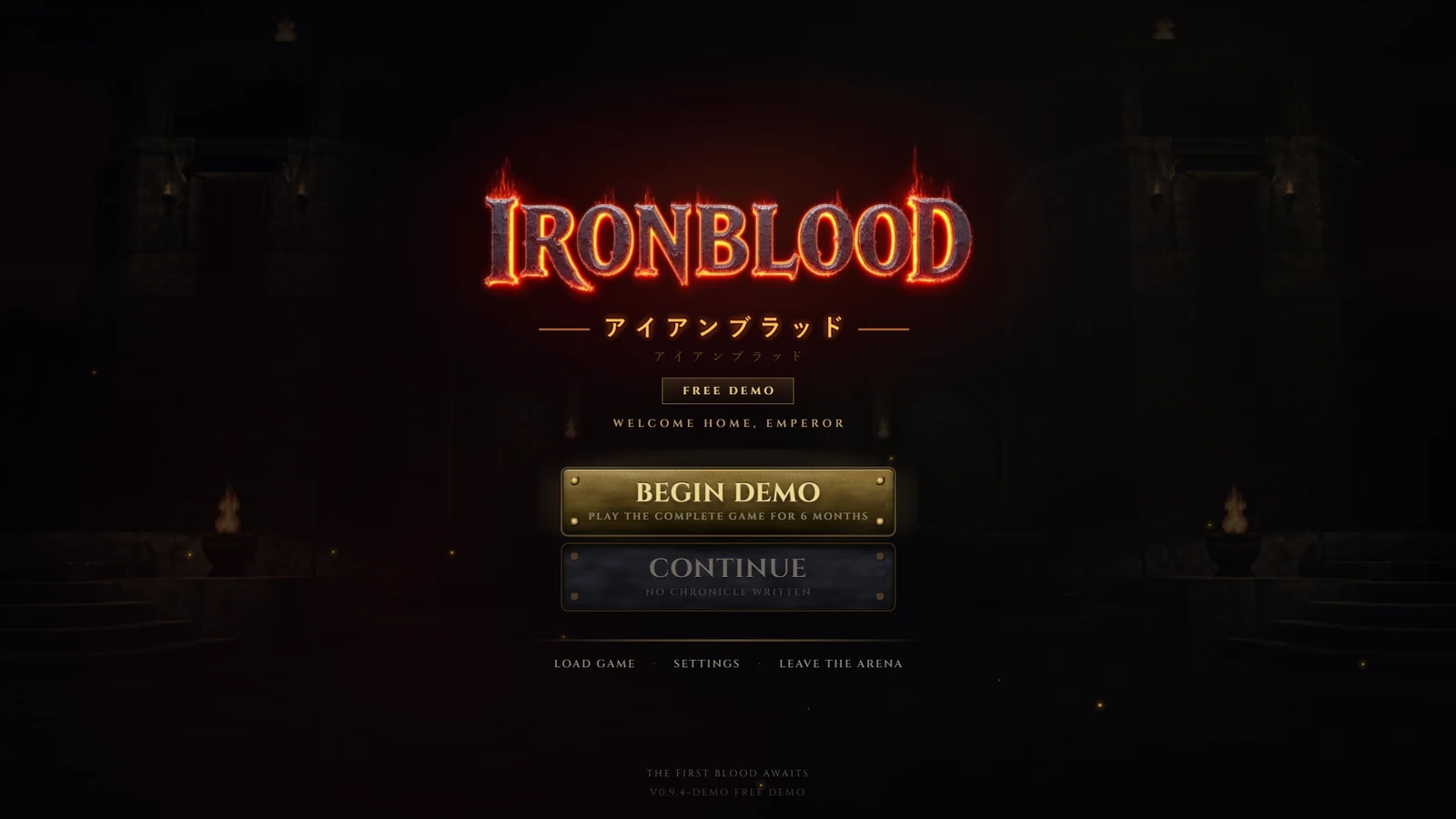 Ironblood Demoのタイトル画面