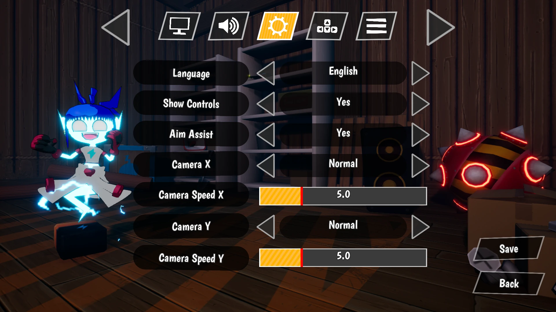 Ectorider DemoのLanguage設定画面。Englishが選択されており、日本語の選択肢は表示されていない。