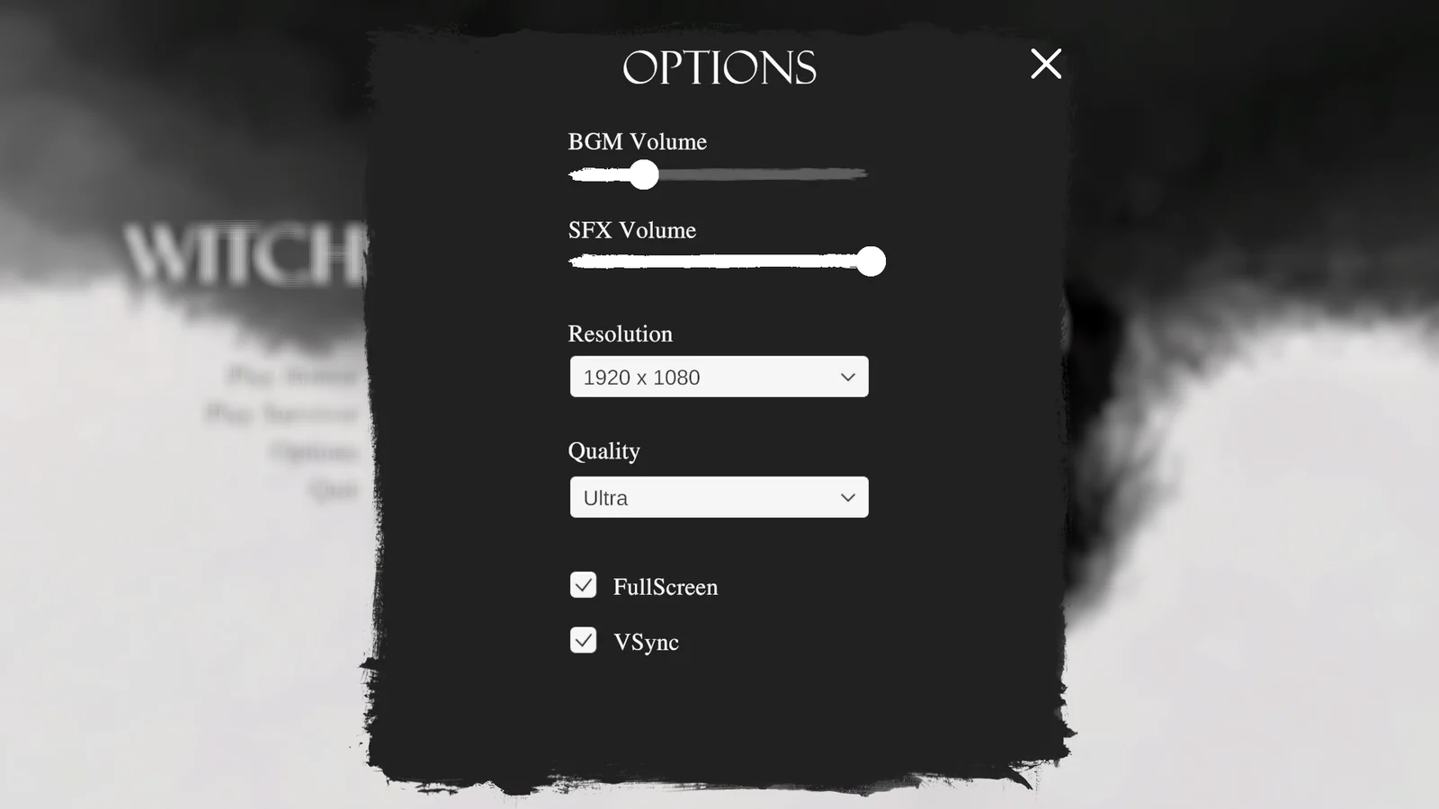 Witchbound DemoのOptions画面でLanguage設定がなく英語UIのみ表示されている