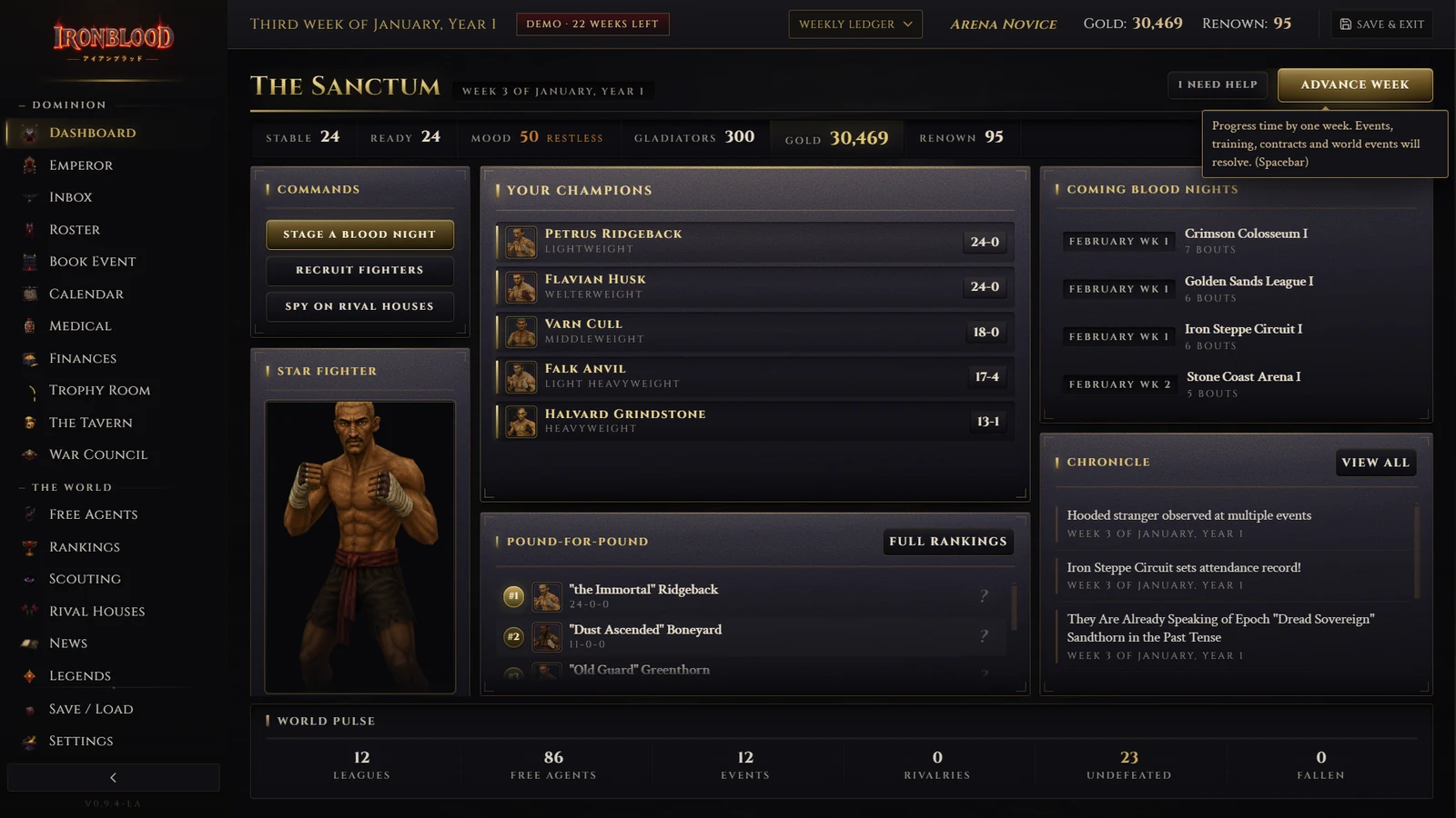 Ironblood DemoのDashboard画面