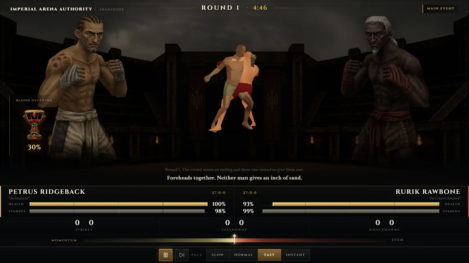 Ironblood Demoの試合観戦画面